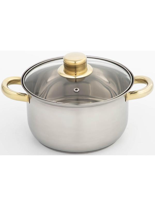 Кастрюля из нержавеющей стали Доляна «Роскошь», 2,2 л, d=19 см, стеклянная крышка