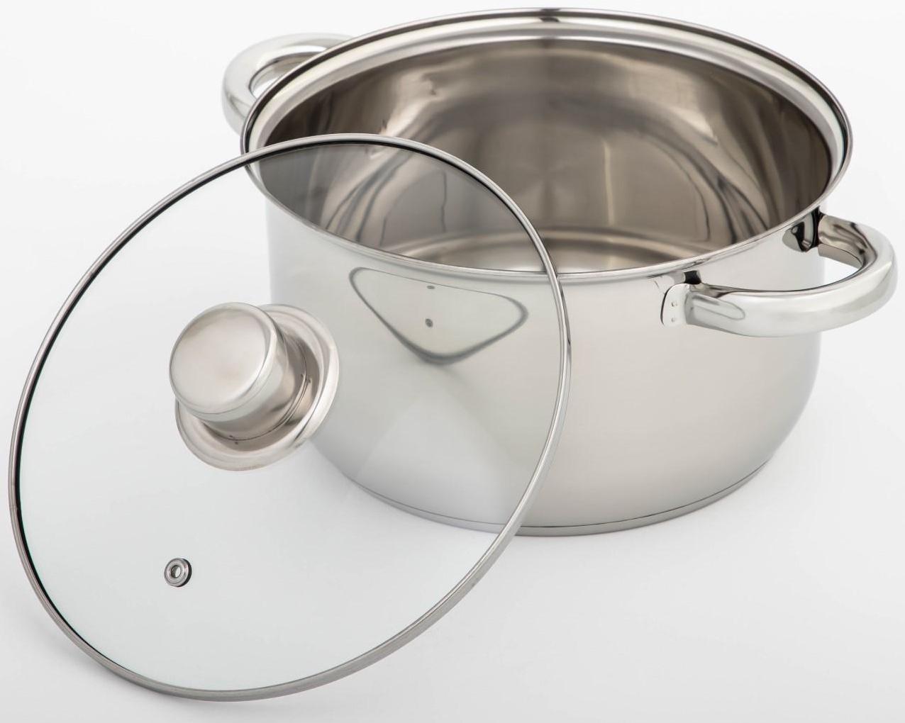 Кастрюля из нержавеющей стали Доляна «Классика», 3 л, стеклянная крышка