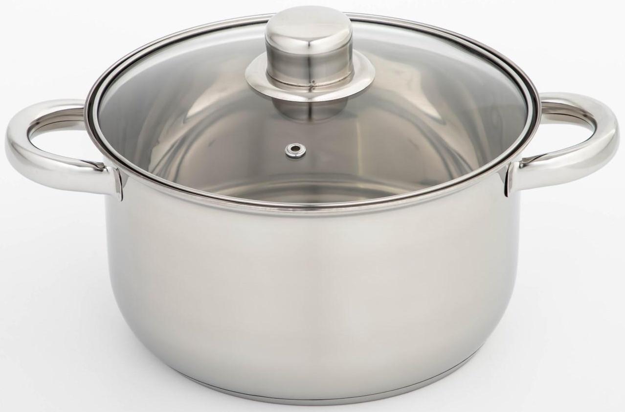 Кастрюля из нержавеющей стали Доляна «Классика», 3 л, стеклянная крышка