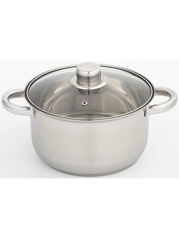 Кастрюля из нержавеющей стали Доляна «Классика», 3 л, стеклянная крышка