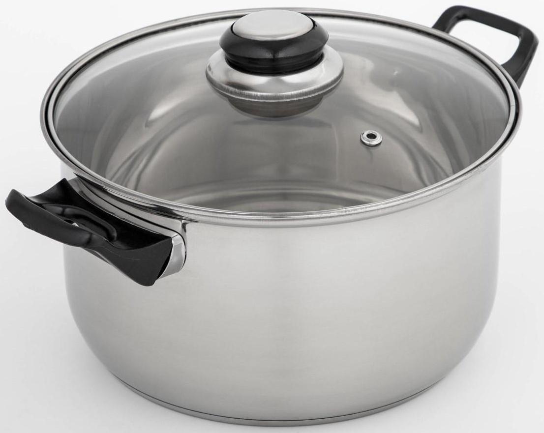 Кастрюля из нержавеющей стали Доляна «Чёрная ночь», 3 л, стеклянная крышка