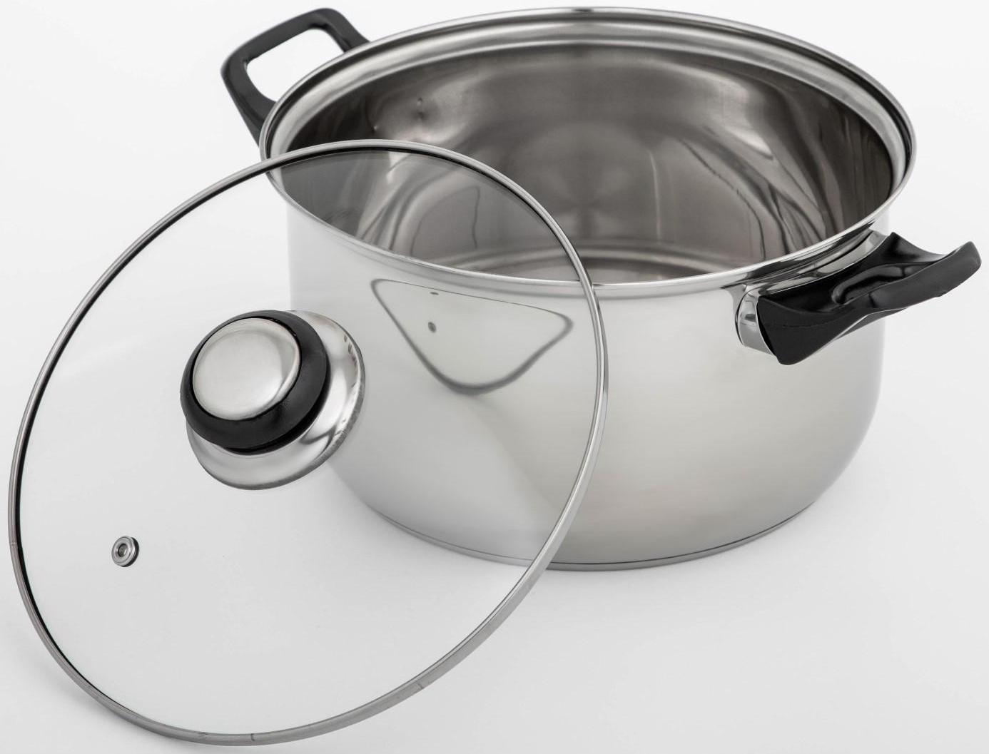 Кастрюля из нержавеющей стали Доляна «Чёрная ночь», 3 л, стеклянная крышка