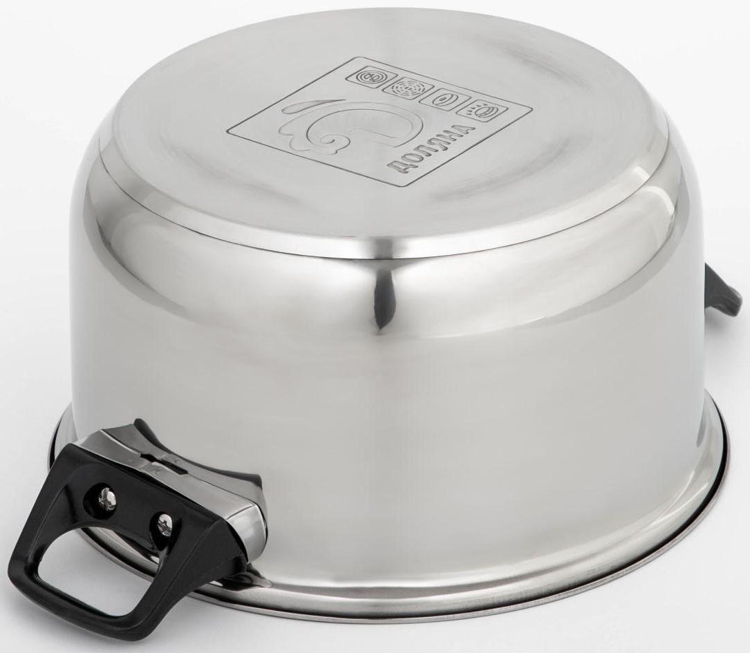 Кастрюля из нержавеющей стали Доляна «Чёрная ночь», 3 л, стеклянная крышка