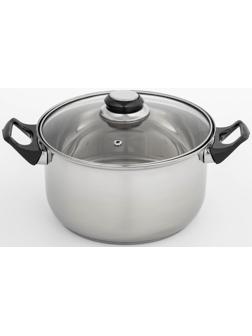 Кастрюля из нержавеющей стали Доляна «Чёрная ночь», 3 л, стеклянная крышка