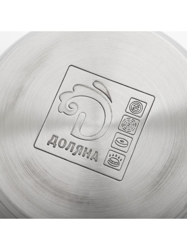 Кастрюля из нержавеющей стали Доляна «Чёрная ночь», 3 л, стеклянная крышка