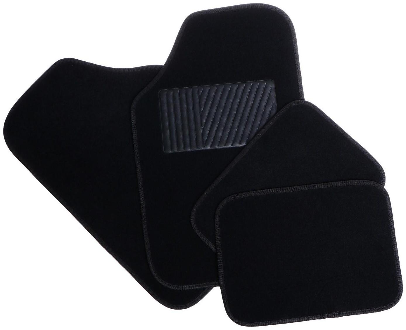 Коврики автомобильные TORSO, ворс, 62×42 см, 43×30 см, черный, набор 4 шт