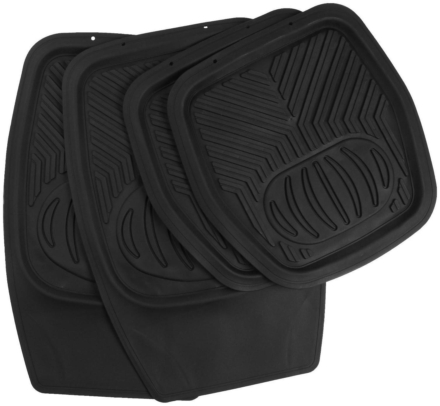 Коврики автомобильные TORSO, резина, 70х48 см, 50х48 см, черный, набор 4 шт
