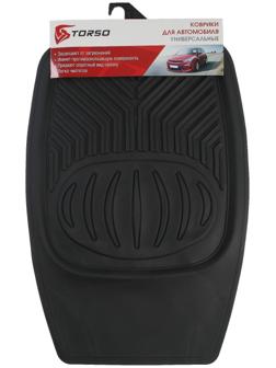 Коврики автомобильные TORSO, резина, 70х48 см, 50х48 см, черный, набор 4 шт