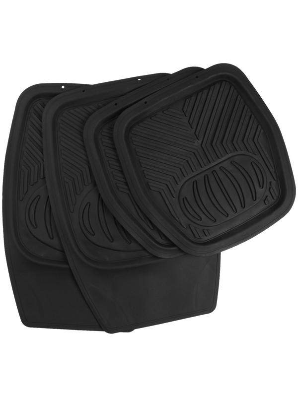 Коврики автомобильные TORSO, резина, 70х48 см, 50х48 см, черный, набор 4 шт