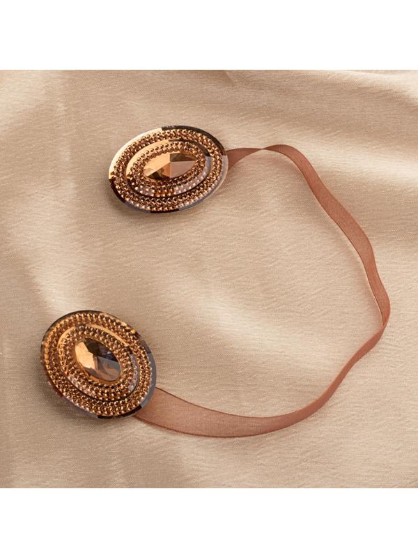 Подхват для штор «Блестящий овал», 4 × 5 см, цвет коричневый