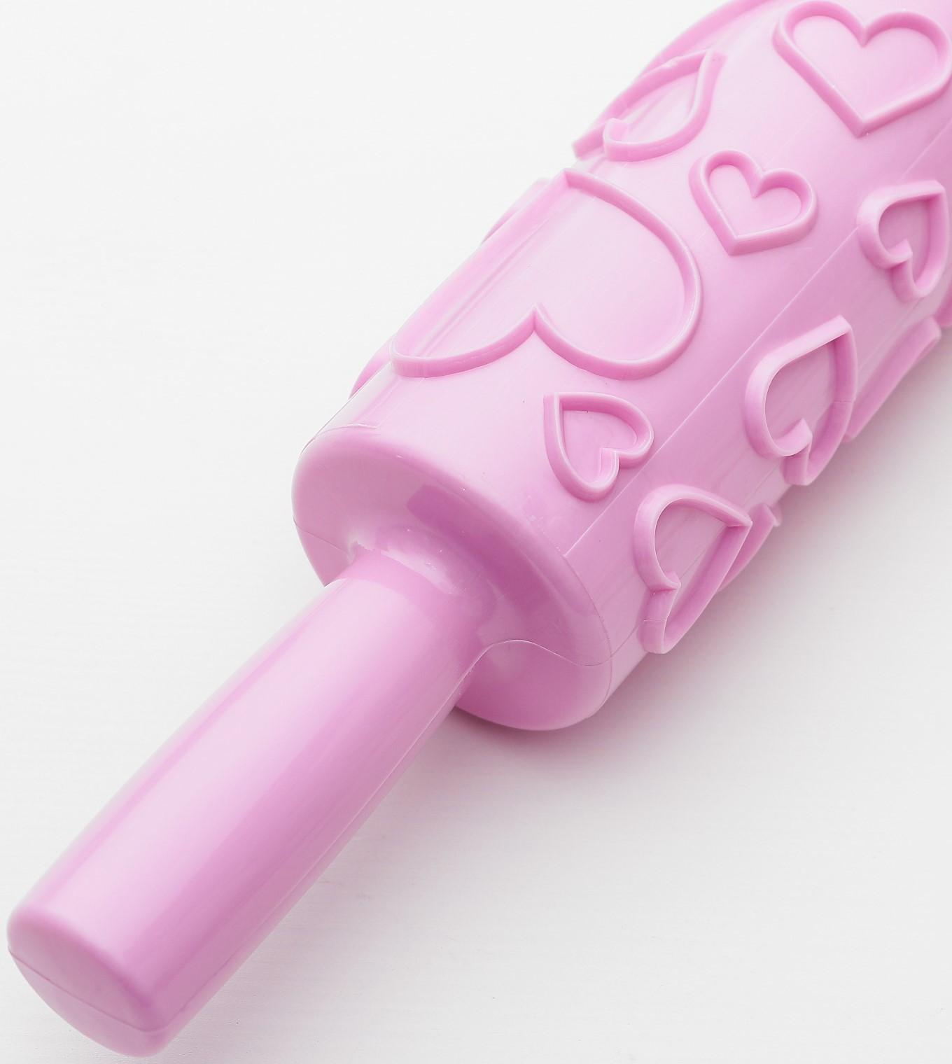 Скалка кондитерская «Сердца», 39,5 см, фактурная