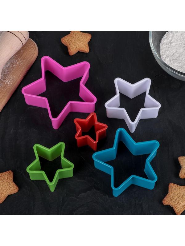 Набор форм для вырезания печенья Доляна «Звезда», 5 шт, 9,5×3,5×9,5 см, цвет МИКС