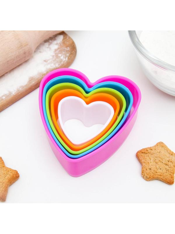Набор форм для печенья Доляна «Сердце», 5 шт, 10×9×3,5 см, цвет МИКС