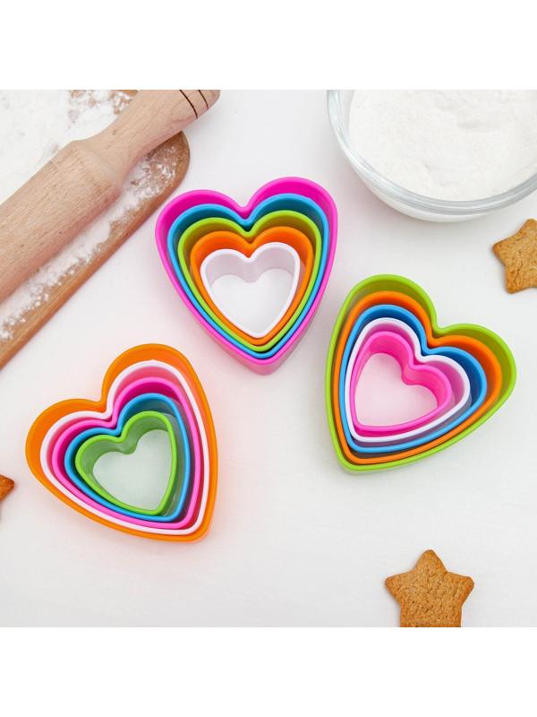 Набор форм для печенья Доляна «Сердце», 5 шт, 10×9×3,5 см, цвет МИКС