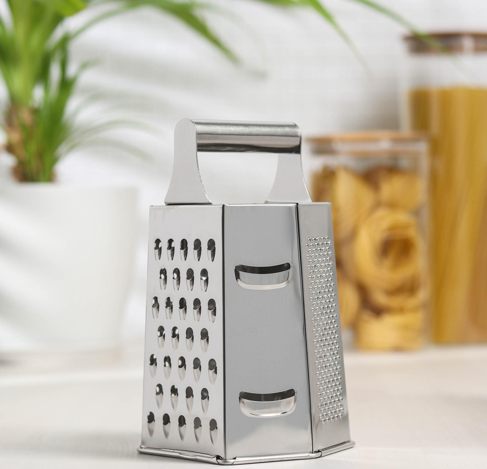 Тёрка шестигранная Доляна «Металлик», 10×13,5×19,5 см, цвет хромированный