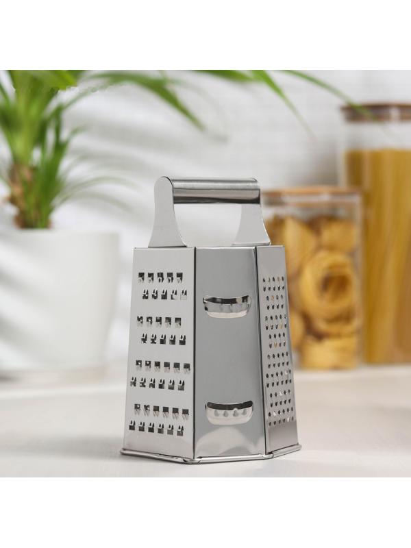 Тёрка шестигранная Доляна «Металлик», 10×13,5×19,5 см, цвет хромированный