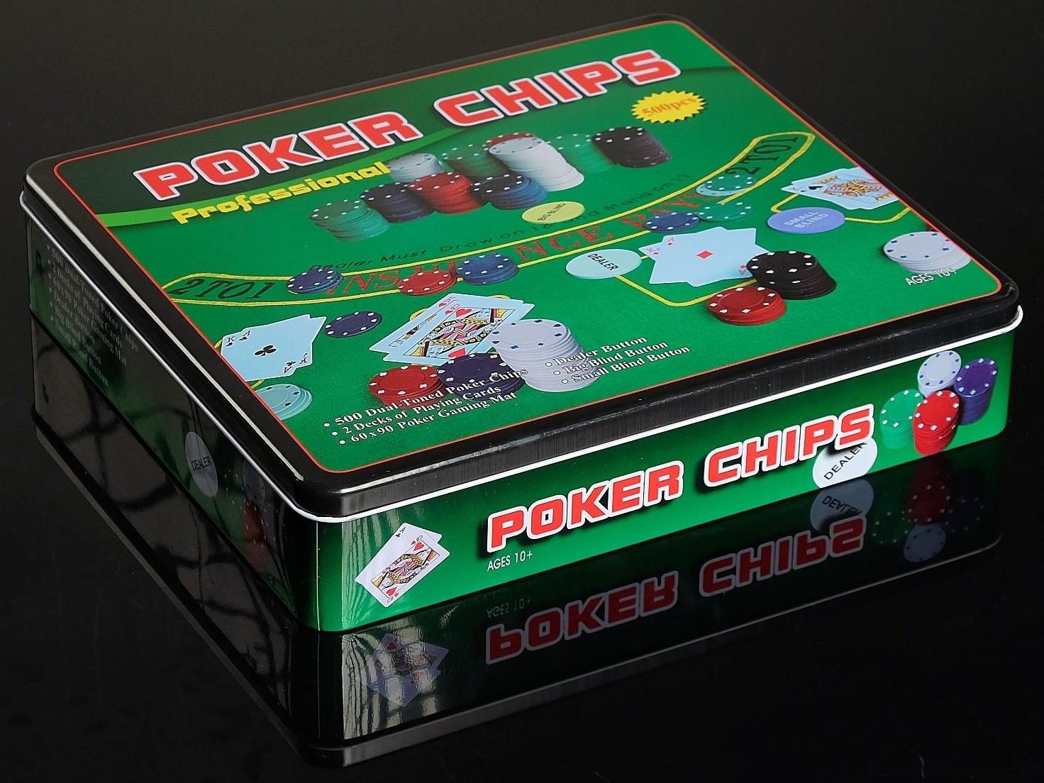 Покер, набор для игры (карты 2 колоды, фишки 500 шт.), 29 х 33 см