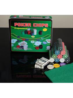 Покер, набор для игры (карты 2 колоды, фишки 500 шт.), 29 х 33 см