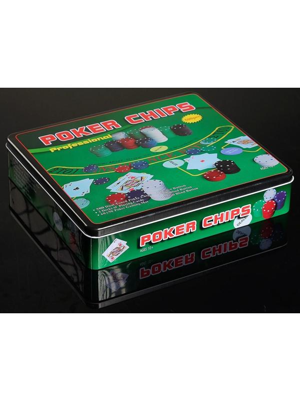 Покер, набор для игры (карты 2 колоды, фишки 500 шт.), 29 х 33 см