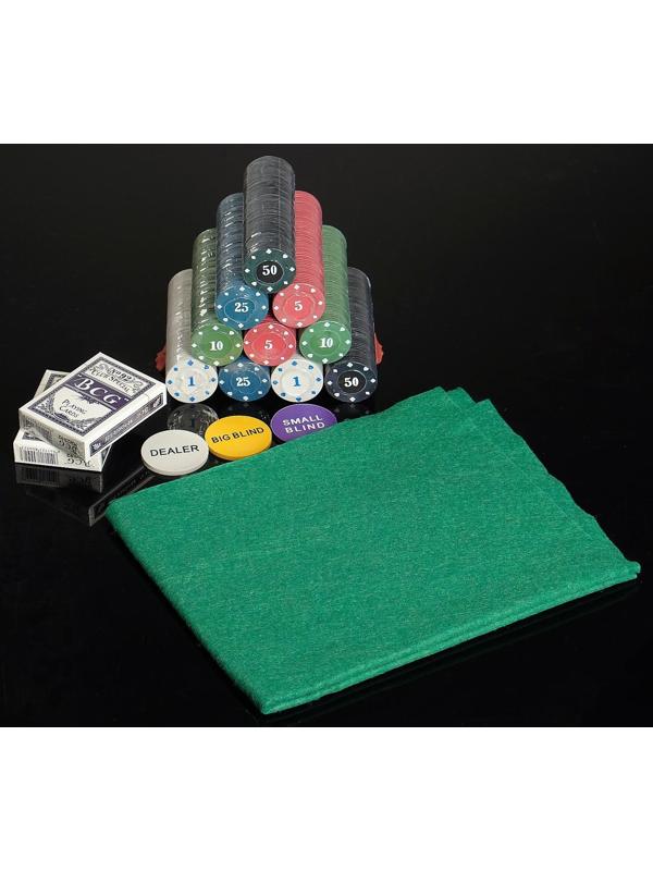 Покер, набор для игры (карты 2 колоды, фишки 500 шт.), 29 х 33 см