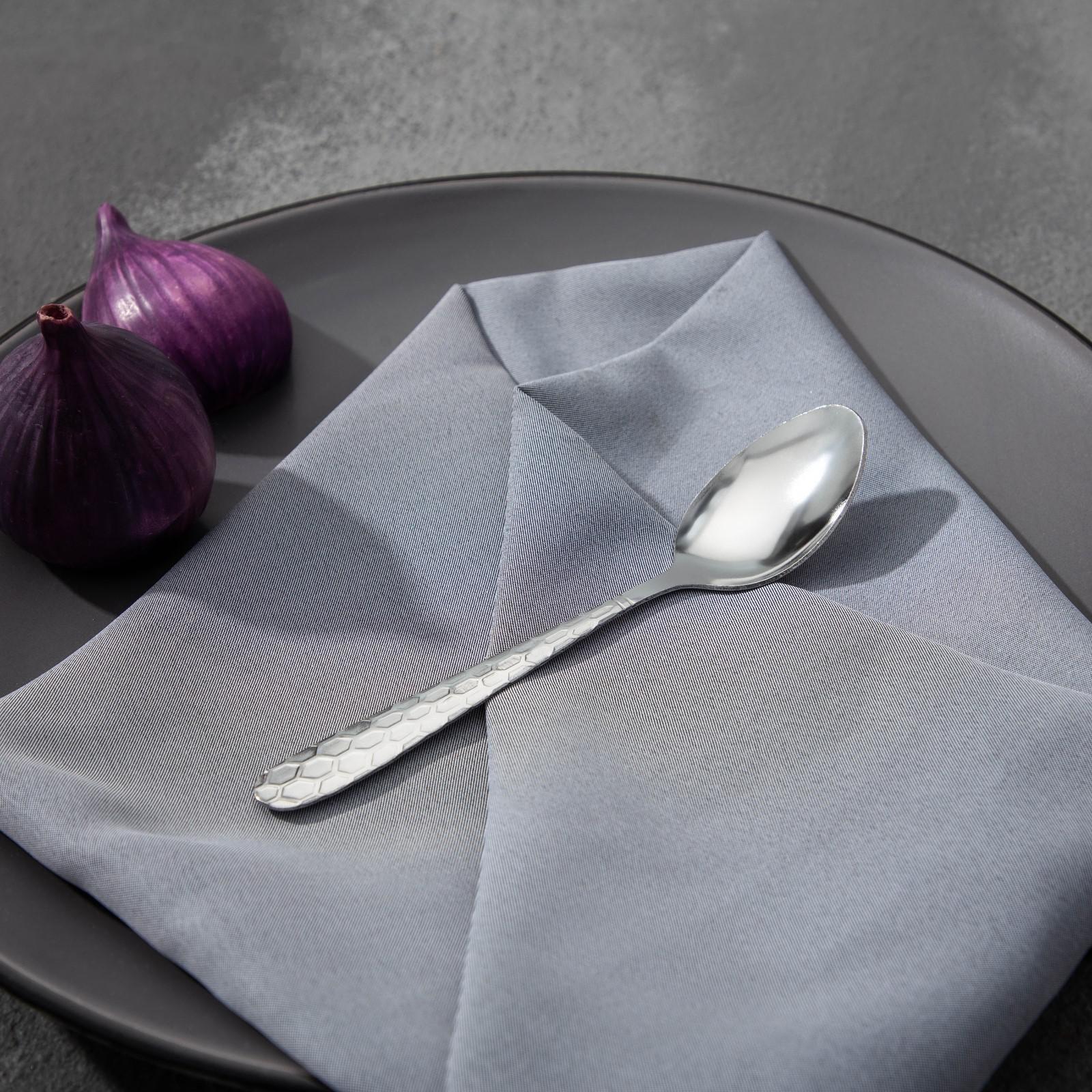 Набор ложек чайных Доляна «Соты», h=15 см, 6 шт, цвет серебряный