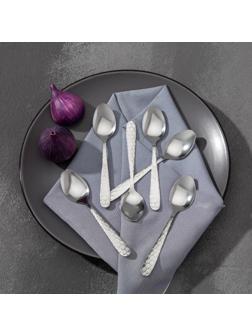 Набор ложек чайных Доляна «Соты», h=15 см, 6 шт, цвет серебряный