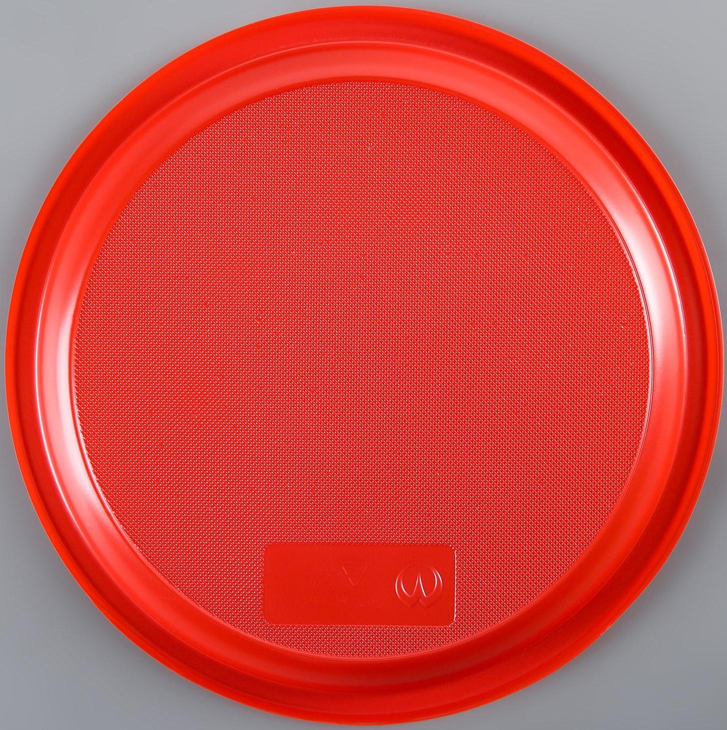 Тарелки одноразовые, d= 21 см, цвет красный, 12 шт/уп