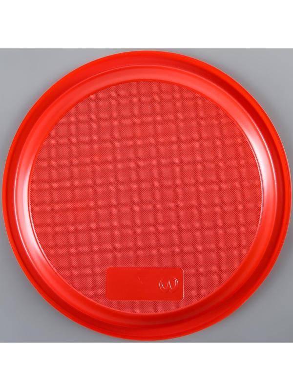 Тарелки одноразовые, d= 21 см, цвет красный, 12 шт/уп