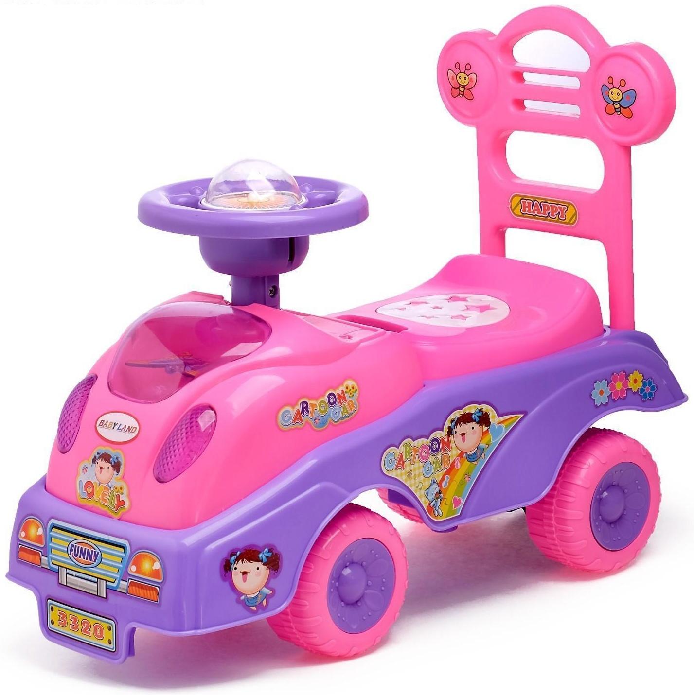 Толокар «Машинка для девочки», с музыкой, цвет розовый