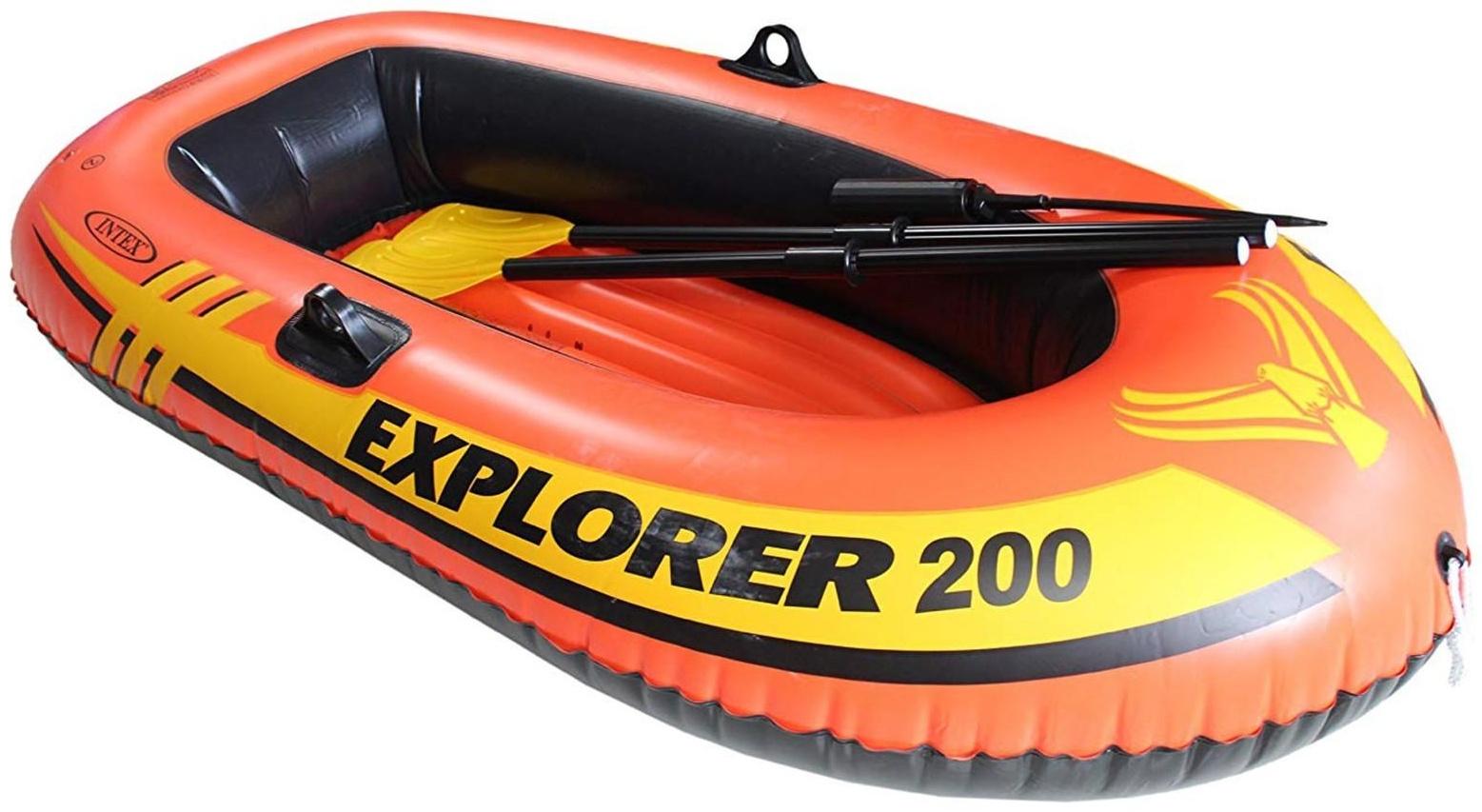 Лодка Explorer 200, 2 местная, 185 х 94 х 41 см, от 6 лет, до 95 кг, вёсла, насос, 58331NP INTEX