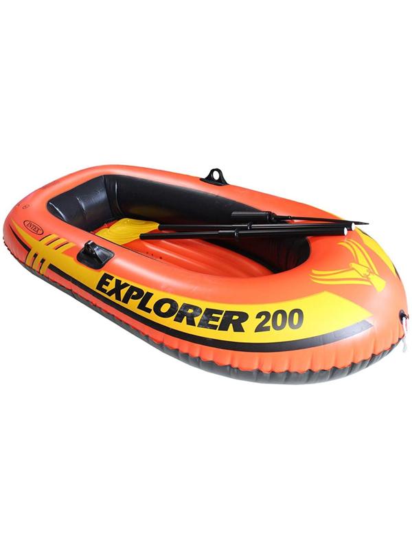 Лодка Explorer 200, 2 местная, 185 х 94 х 41 см, от 6 лет, до 95 кг, вёсла, насос, 58331NP INTEX