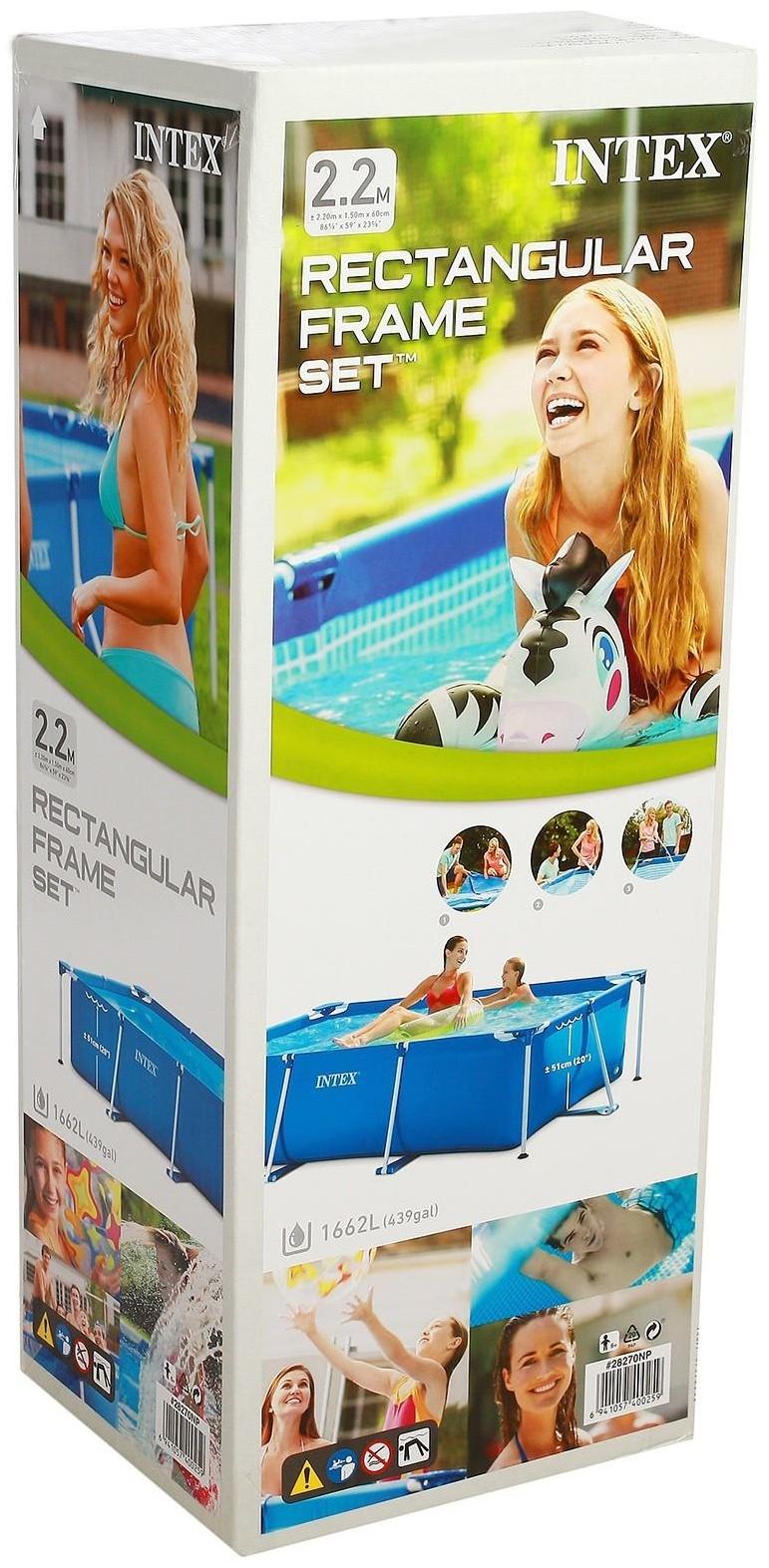 Бассейн каркасный Intex Frame Set 28270, прямоугольный, от 6 лет / 220 х 150 х 60 см.