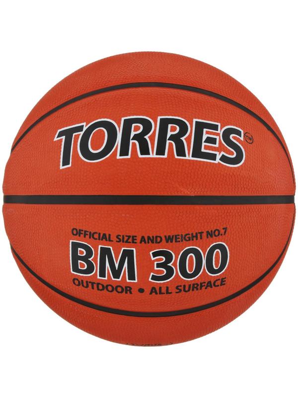 Мяч баскетбольный Torres BM300, B00017, ПВХ, клееный, размер 7, 470 г