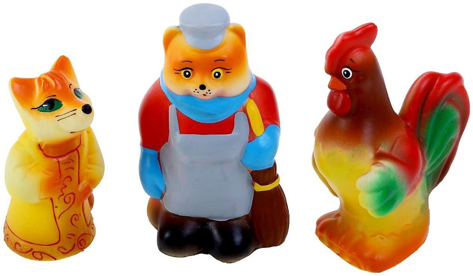 Набор резиновых игрушек «Кот, лиса и петух»
