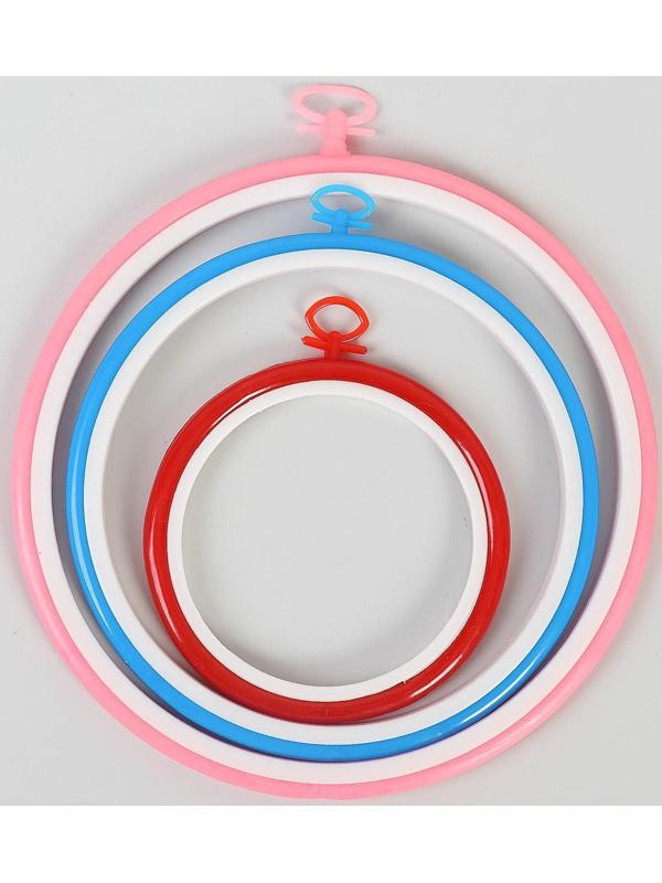 Пяльцы для вышивания, d = 11/17/21 см, 3 шт, цвет разноцветный