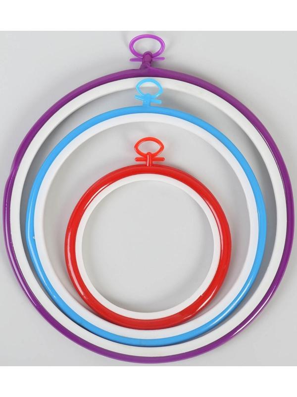 Пяльцы для вышивания, d = 11/17/21 см, 3 шт, цвет разноцветный