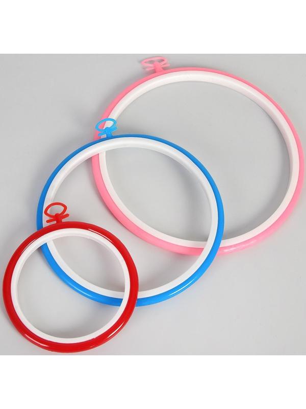 Пяльцы для вышивания, d = 11/17/21 см, 3 шт, цвет разноцветный