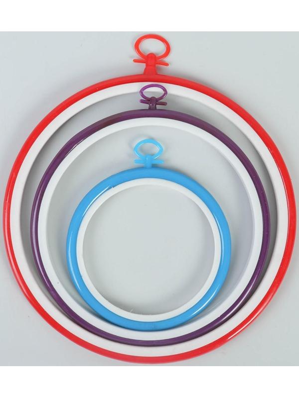 Пяльцы для вышивания, d = 11/17/21 см, 3 шт, цвет разноцветный