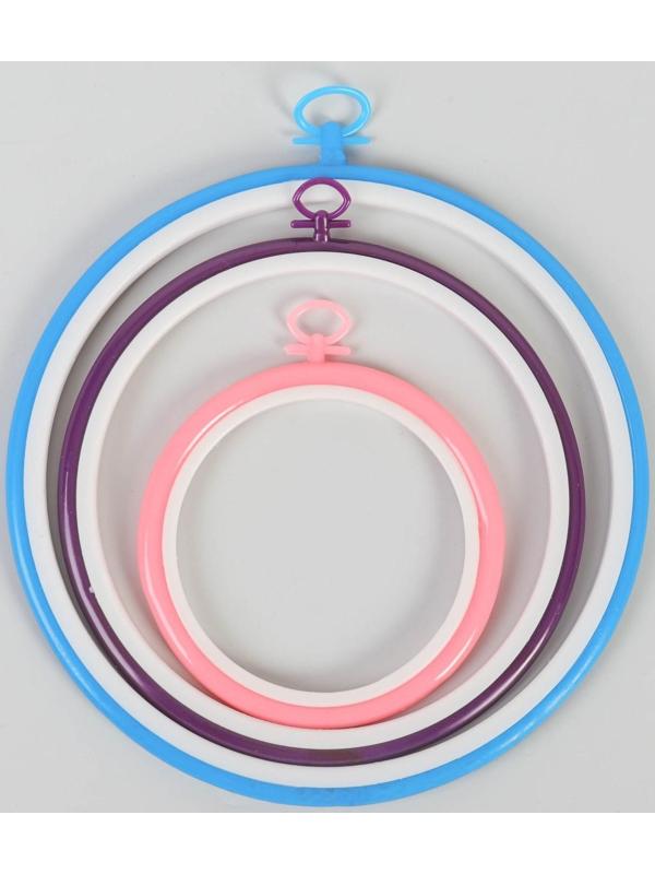 Пяльцы для вышивания, d = 11/17/21 см, 3 шт, цвет разноцветный