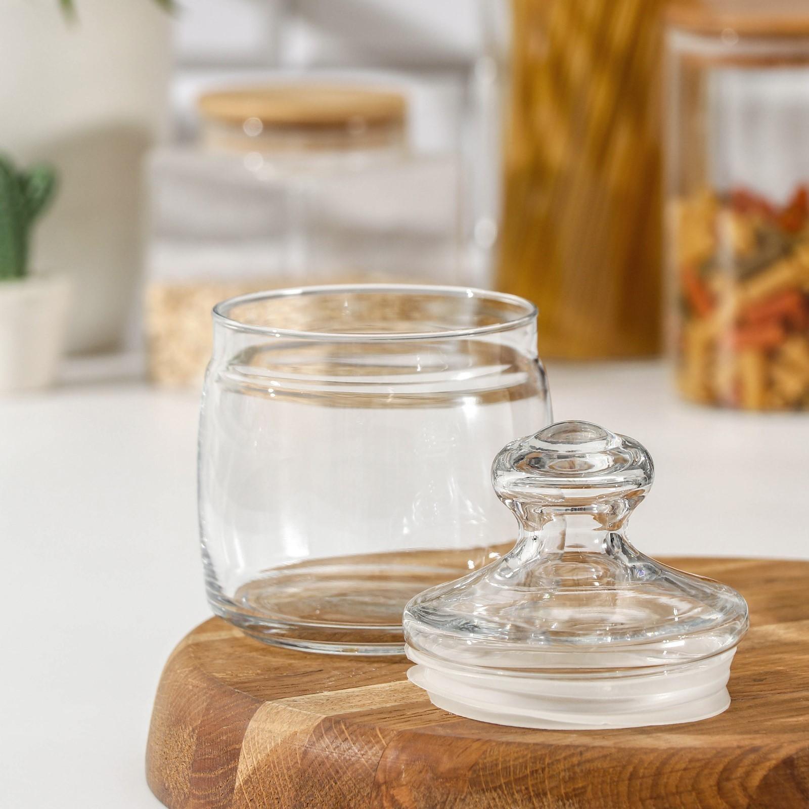 Банка для сыпучих продуктов Cesni, 500 мл, прозрачная пластиковая крышка