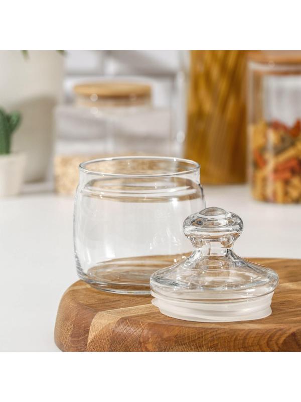 Банка для сыпучих продуктов Cesni, 500 мл, прозрачная пластиковая крышка