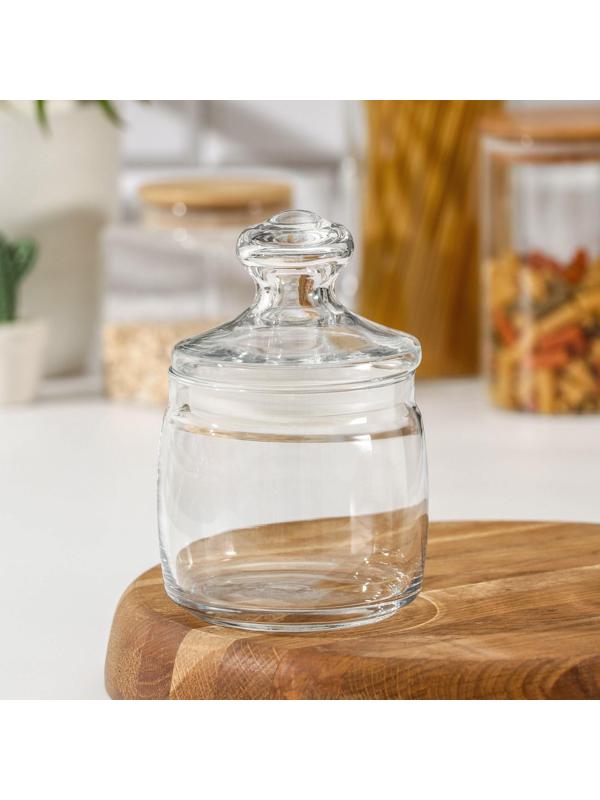 Банка для сыпучих продуктов Cesni, 500 мл, прозрачная пластиковая крышка