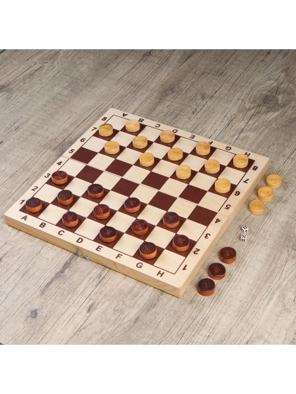 Шашки деревянные, d-2.3 см, без поля,