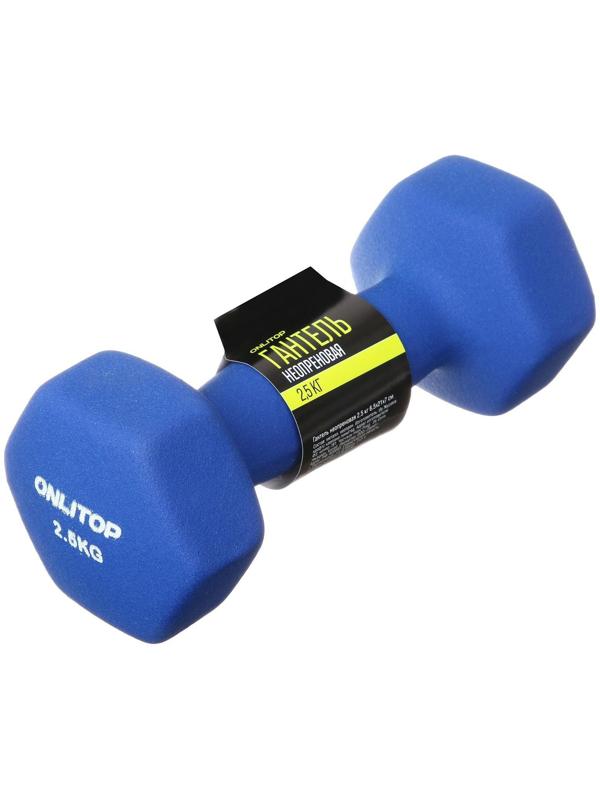 Гантель неопреновая, 2,5 кг, цвета микс