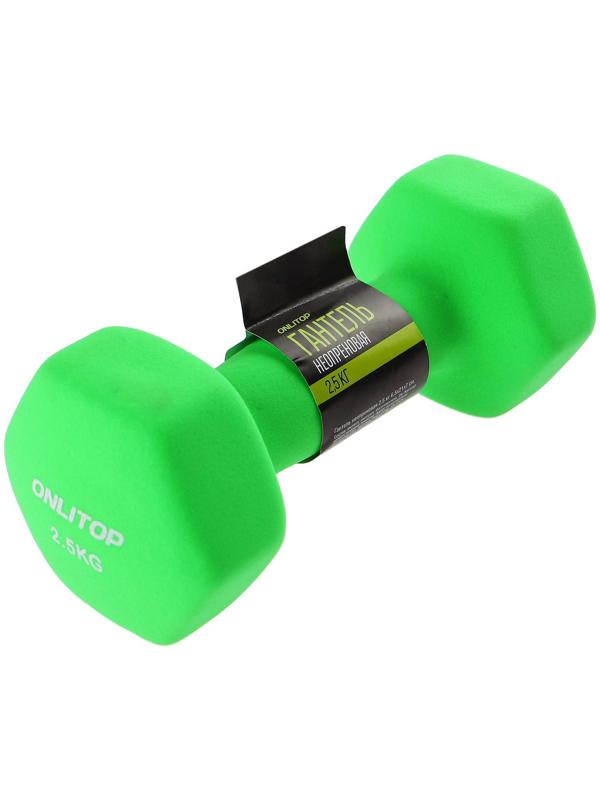 Гантель неопреновая, 2,5 кг, цвета микс