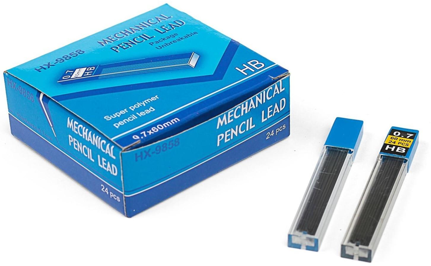 Грифели для механических карандашей НВ, 0.7 мм, 24 штуки