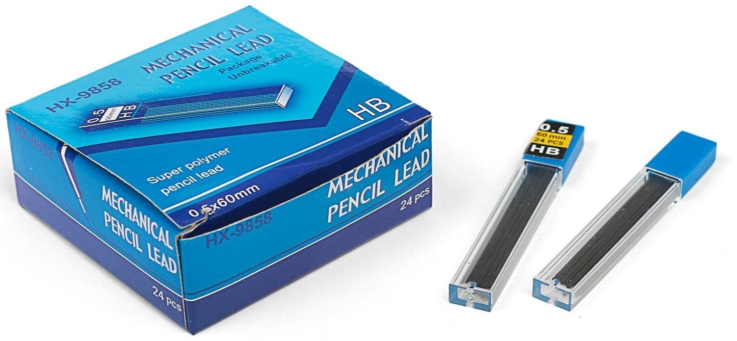 Грифели для механических карандашей НВ, 0.5 мм, 24 штуки