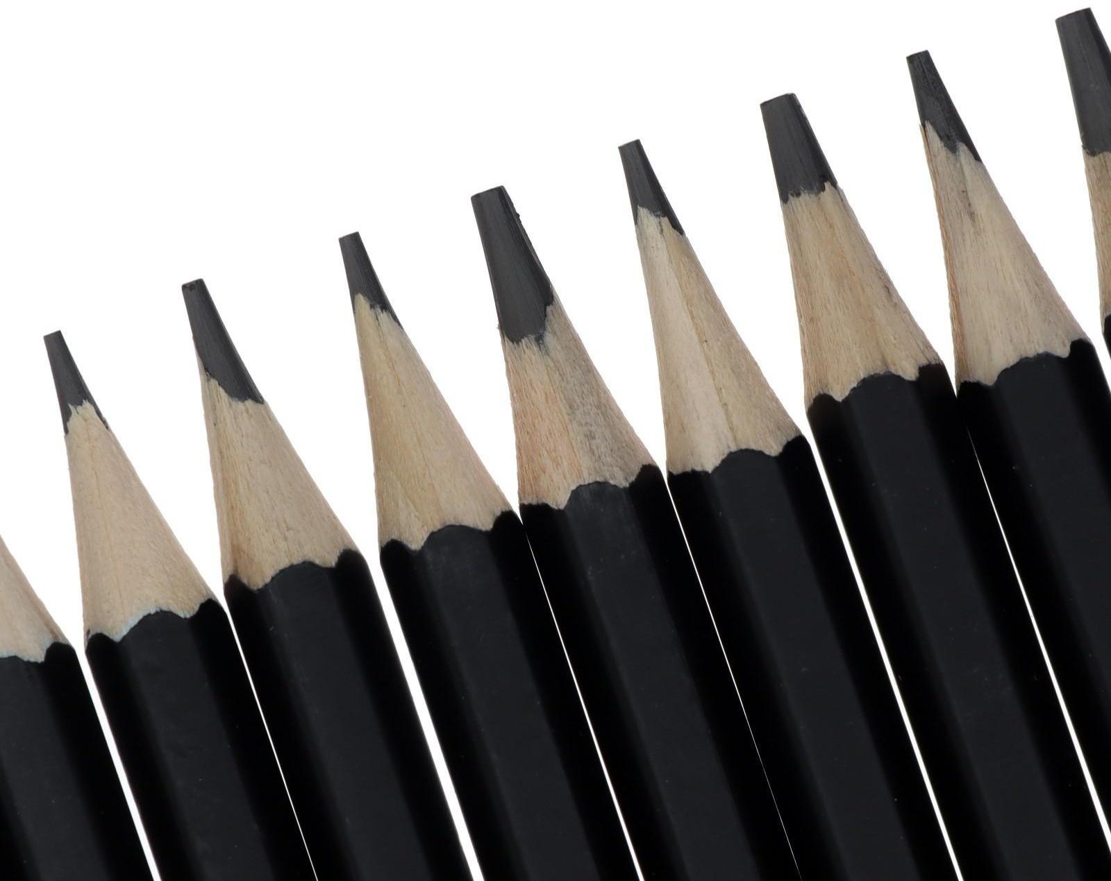 Набор карандашей чернографитных, 12 штук, твёрдость 2Н - 8В, гранённые, заточенные, в картонной коробке