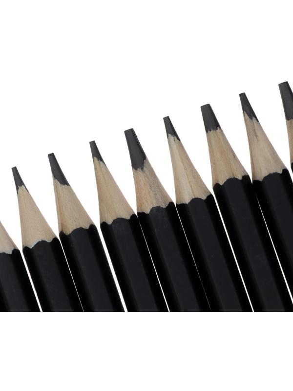 Набор карандашей чернографитных, 12 штук, твёрдость 2Н - 8В, гранённые, заточенные, в картонной коробке