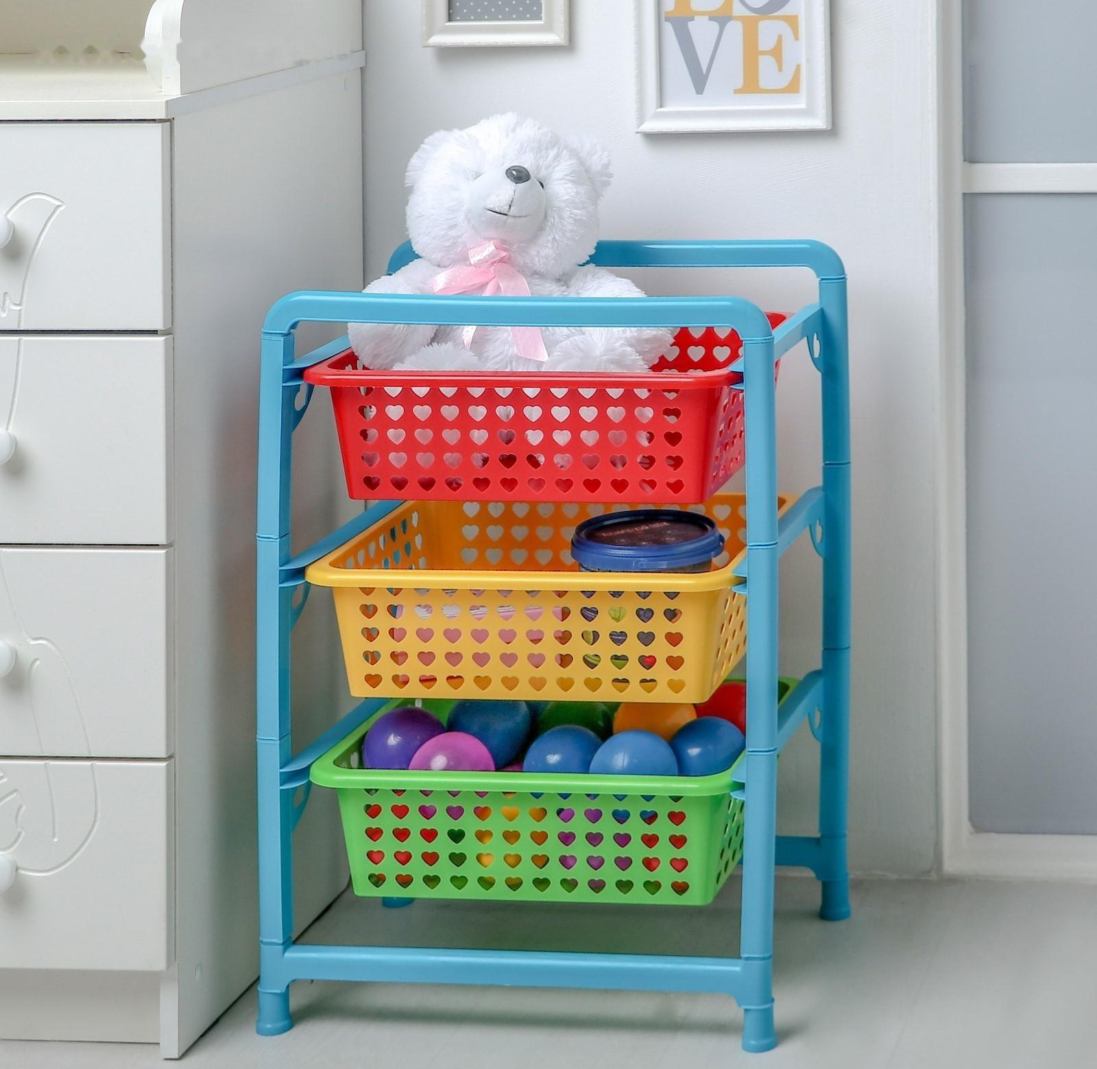 Этажерка для игрушек 3-х секционная «Радуга»